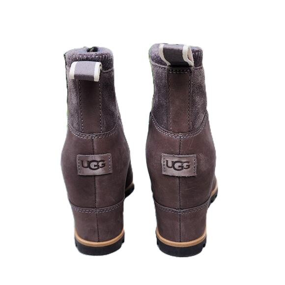 UGG Reggie Thundercloud Leather Wedge Ankle Boots 7.5 - Picture 4 of 11